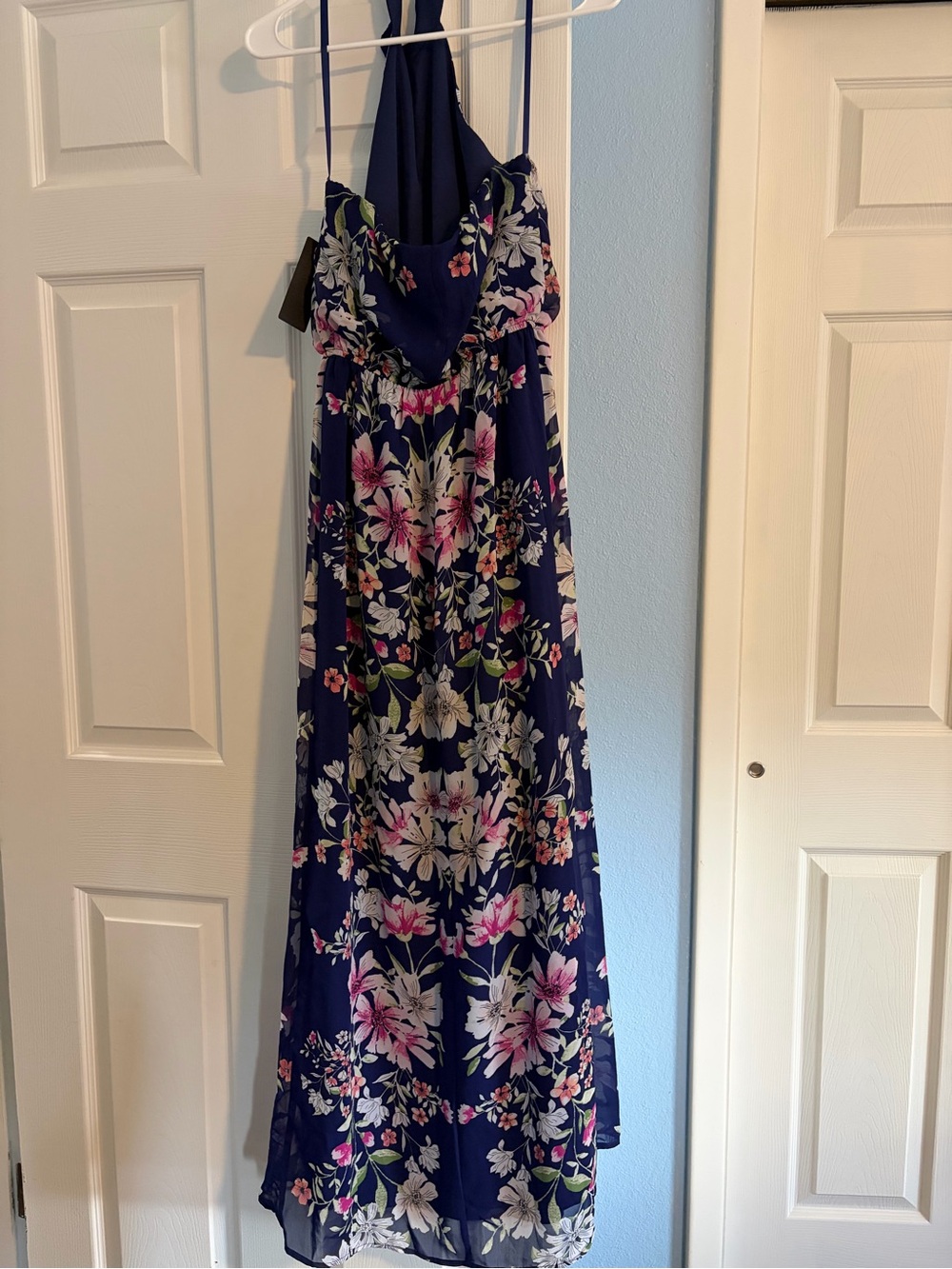 City Studio Navy Floral Maxi Dress with Spaghetti Straps